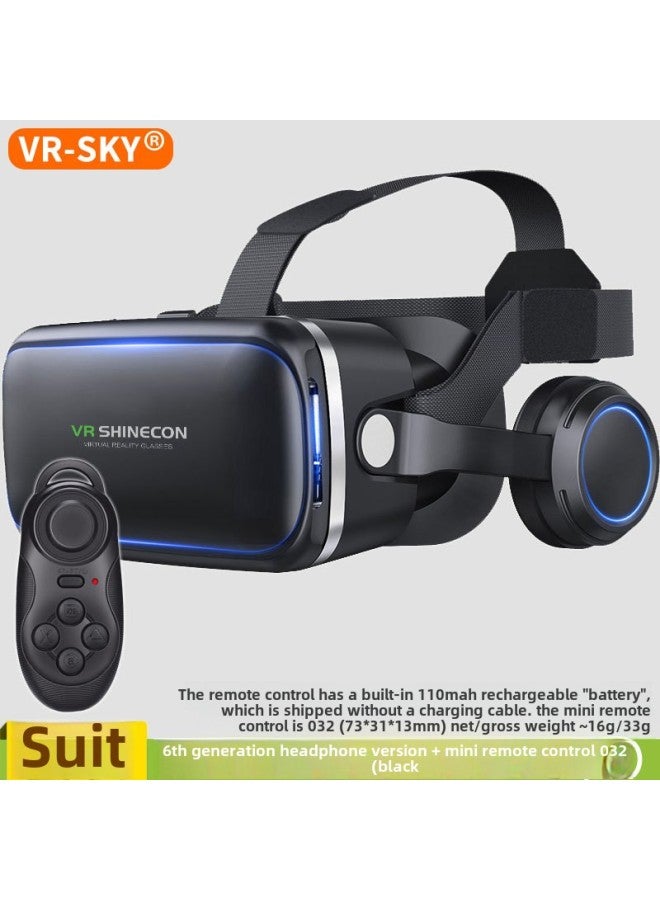 نظارات الواقع الافتراضي الذكية VR سماعة رأس مع سماعات أذن مدمجة نظارات ثلاثية الأبعاد للأطفال والكبار والموضة والأعمال والجماهير - اللون: سماعة رأس الجيل السادس إصدار 032 مقبض - Image 1