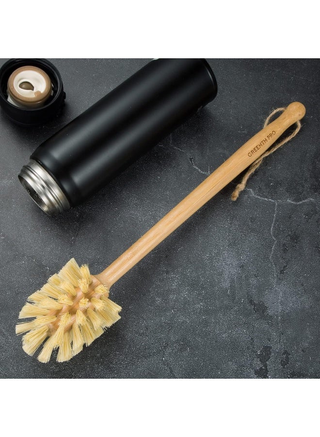GREENTH PRO فرشاة زجاجات البامبو الطبيعية من GREENTH PRO مع شعيرات سيزال - تصميم مقبض طويل للتعليق فرشاة تنظيف زجاجات المياه وزجاجات الأطفال وزجاجات الرياضة والنظارات وزجاجات المياه وزجاجات النبيذ - Image 5