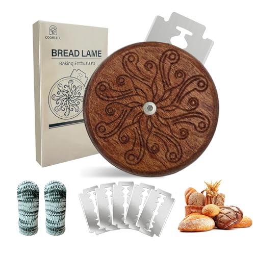 COOHLYEE Premium Hand Crafted Bread Lame Sourdough Scoring Tool - Sourdough Starter Kit and Wooden Sour Dough Tools with for Sourdough Slashing - Sourdough Bread Baking Supplies for Bread Baking Gifts - Image 1