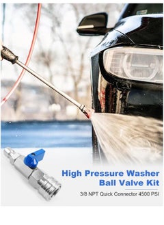 KASTWAVE Heavy Duty High Pressure Washer Ball Valve Kit 3/8 NPT Quick Connector 4500 PSI for Power Washer Hose Control Water Flow Switch with Raw Material Belt  - Image 2
