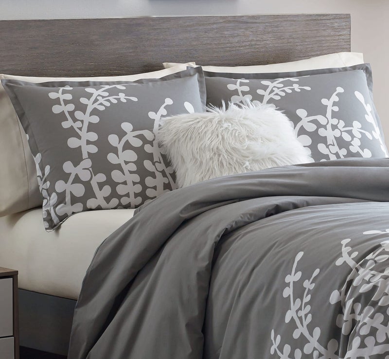 City Scene - Queen Duvet Cover Set, 100% Soft & Reversible Cotton Bedding for Year Round Comfort, 3 Piece Bed Set with Matching Pillowcases (Branches Grey) - Image 4