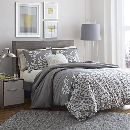 City Scene - Queen Duvet Cover Set, 100% Soft & Reversible Cotton Bedding for Year Round Comfort, 3 Piece Bed Set with Matching Pillowcases (Branches Grey) - Image 2