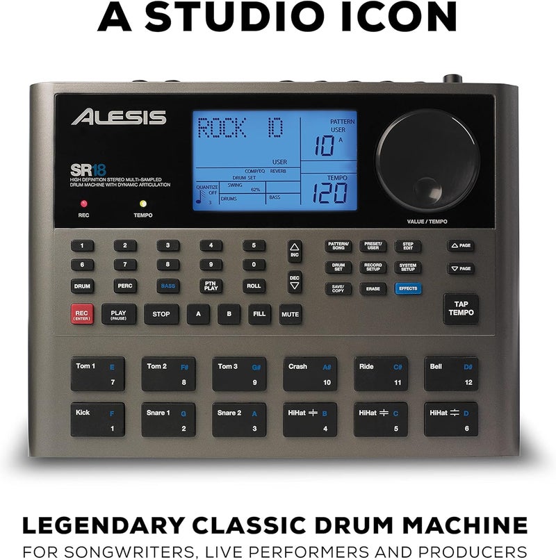 Alesis SR-18 Studio-Grade Standalone Drum Machine with On-Board Sound Library and Built-In Effects - Image 2