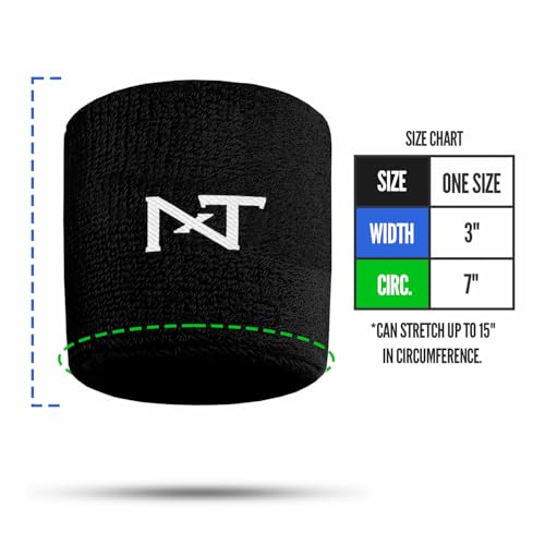 NXT NXTRND 1 Pair Nxtrnd Sports Wristbands, Sweat-Absorbent Sweat Bands, Accessory for Football, Basketball, Tennis (Black) - Image 4