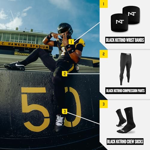 NXT NXTRND 1 Pair Nxtrnd Sports Wristbands, Sweat-Absorbent Sweat Bands, Accessory for Football, Basketball, Tennis (Black) - Image 5