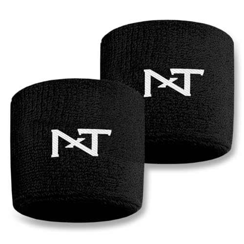 NXT NXTRND 1 Pair Nxtrnd Sports Wristbands, Sweat-Absorbent Sweat Bands, Accessory for Football, Basketball, Tennis (Black) - Image 1