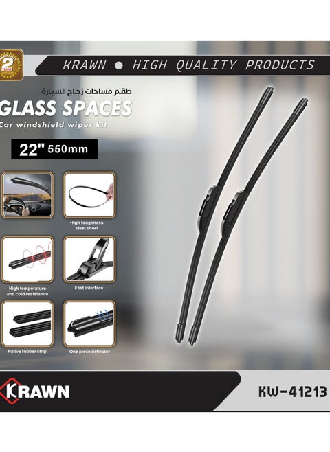 22" 550mm  Replacement Windshield Wiper Kit Black
