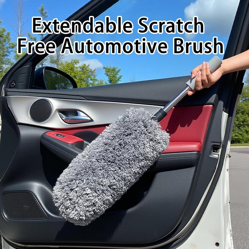 Car Interior Duster,Extendable Scratch Free Brush - Car Cleaning Brush | for Automotive, Truck, Interior, Exterior, Dashboard, Windshield, Detailing, Cleaning - Image 2