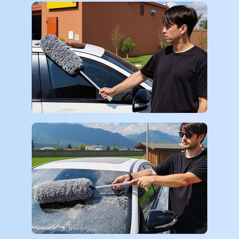 Car Interior Duster,Extendable Scratch Free Brush - Car Cleaning Brush | for Automotive, Truck, Interior, Exterior, Dashboard, Windshield, Detailing, Cleaning - Image 5