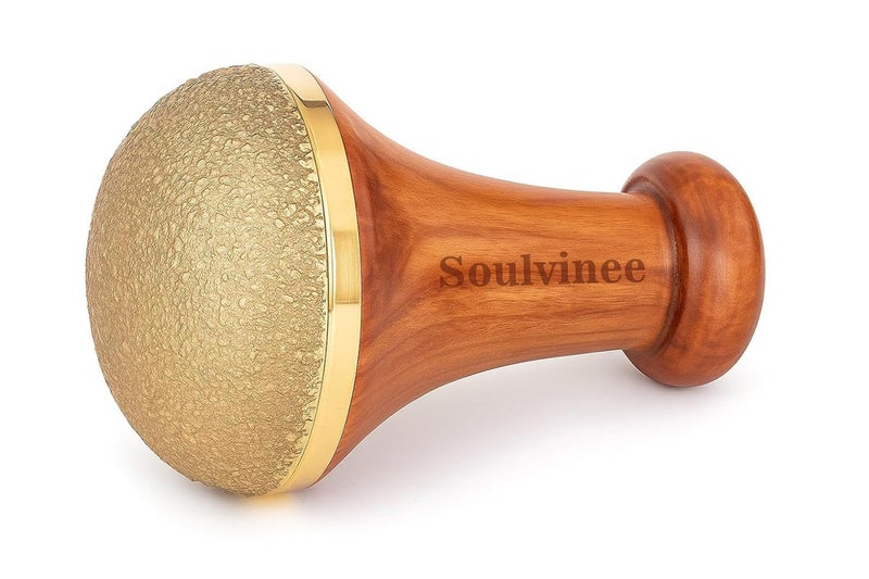 Soulvinee Kansa Natural Vatki Cup With Wooden Handle Ayurvedic Detox Manual Foot Massager Relaxation And Deep Cleaning Ancient Indian Technique Ayurvedic Kansa Vatki Foot Massage (Natural) - Image 1