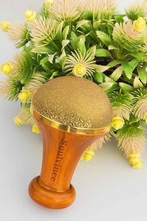 Soulvinee Kansa Natural Vatki Cup With Wooden Handle Ayurvedic Detox Manual Foot Massager Relaxation And Deep Cleaning Ancient Indian Technique Ayurvedic Kansa Vatki Foot Massage (Natural) - Image 4