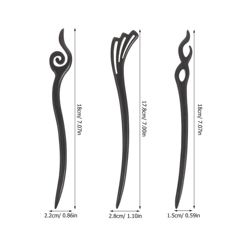 3pcs Vintage Wood Hair Sticks Set Blackwood and Purple Sandalwood Updo Hair Chopsticks for Women and Bun - Image 2