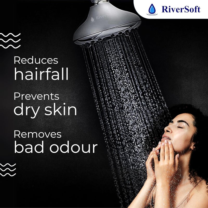 RiverSoft Mist shower set with SF-15 Pro filter for hard water | 6 spray settings with water saving mist flow | Water softener for bathroom (ABS, Chrome) - Image 4