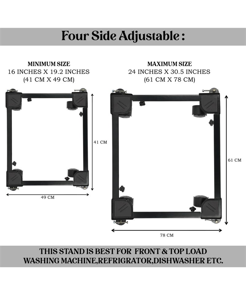 Shop4Ever Heavy Duty Adjustable Front & Top Load Washing Machine Stand with Wheels | Fits 5–10 KG | Multi-Use Refrigerator & Cooler Base | Anti-Vibration | Rust-Proof - Image 5
