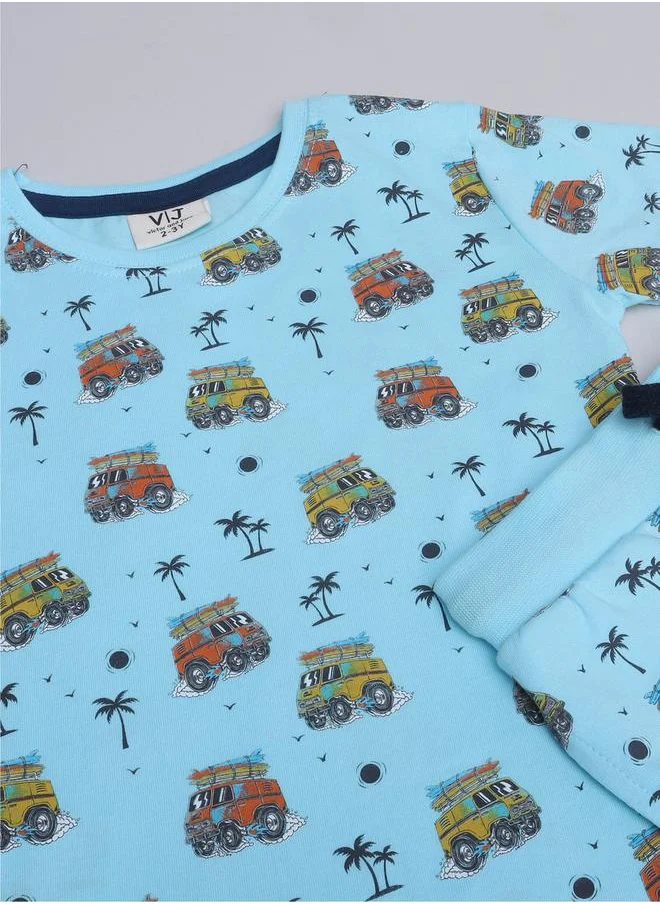 victor and jane All-Over Printed Cotton T-Shirt and Shorts Set