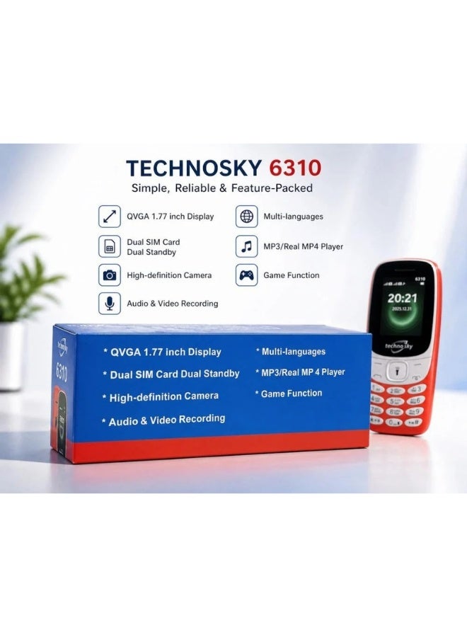 techno sky Classic 6310 Mobile Phone with Dual SIM & Super Bright Torch | Long-Lasting Battery & Durable Design - Image 2