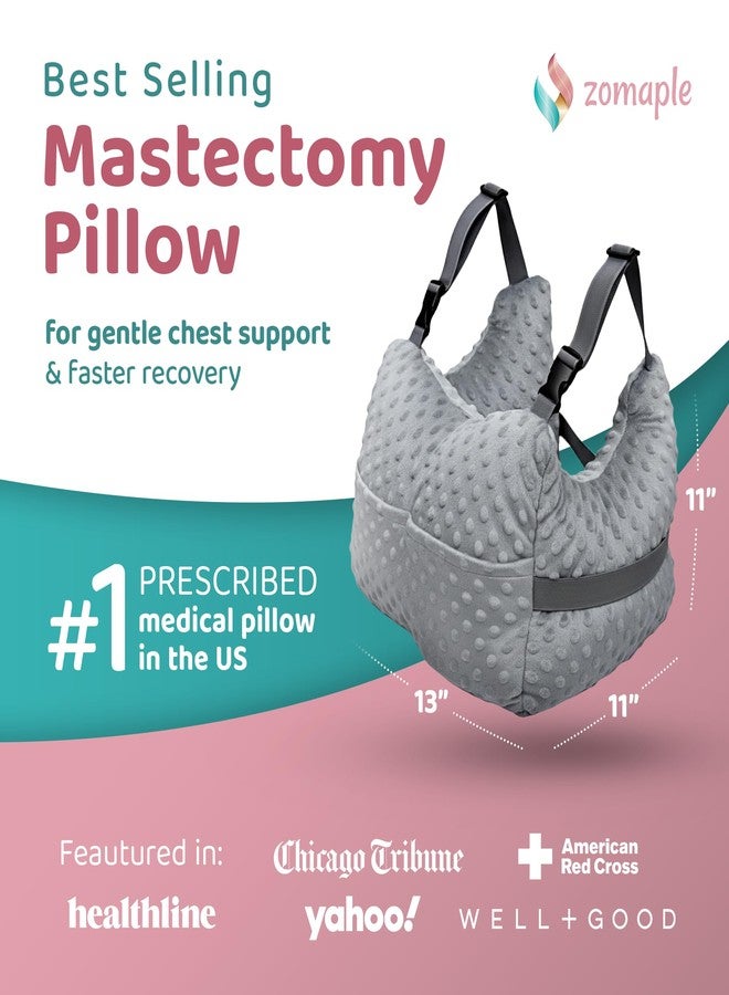 Zomaple Mastectomy Recovery Pillow + Strap, 2 Gel Pack, Seat Belt Cover & Shower Lanyard - Post-Op Essentials, Breast Augmentation/Reduction & Mastectomy Recovery Supplies - Washable Cover for Comfort - Image 2
