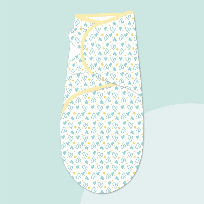 POLKA TOTS Cotton New Born Rainbow & Heart Print Swaddle Wrap with Cap, Soft & Breathable, Adjustable Velcro, Secure Fit for Infant Comfort, Ideal for Baby Showers & Daily Use (Pack of 2) - Image 3