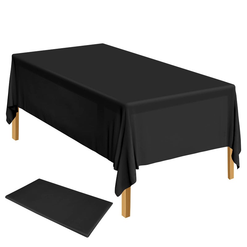 ELECLAND Black Plastic Table Cover 137 x 274 cm Rectangle Tablecloth for Indoor or Outdoor Baby Shower Wedding Birthday Party Decorations