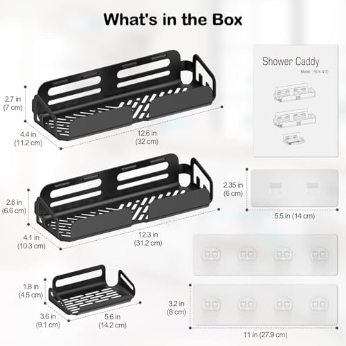 JIALTO 3 in 1 Self-Adhesive Bathroom Organizer Without Drill | Stainless Steel Corner Shelf with Soap Holder | Wall Mounted Bathroom Storage Rack (Black) - Image 4