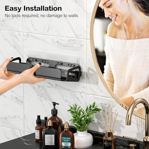 JIALTO 3 in 1 Self-Adhesive Bathroom Organizer Without Drill | Stainless Steel Corner Shelf with Soap Holder | Wall Mounted Bathroom Storage Rack (Black) - Image 5