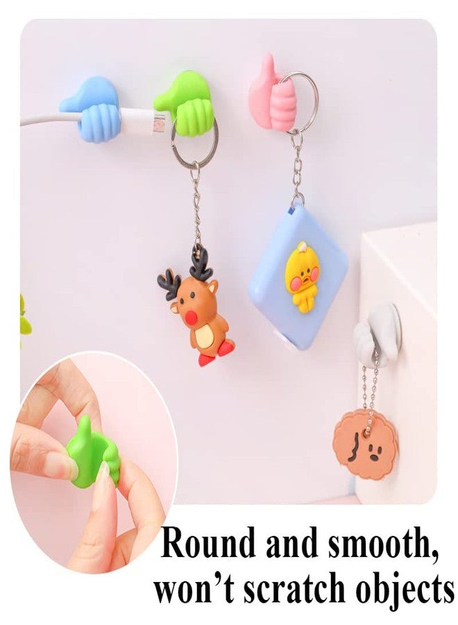Dupiulk 32 Pcs Self Adhesive Thumb Hooks, Waterproof Cable Holder Wire Cord Clip Management, Cute Thumb Cord Holder for Desk, Wall, Key (Multicolor) - Image 3