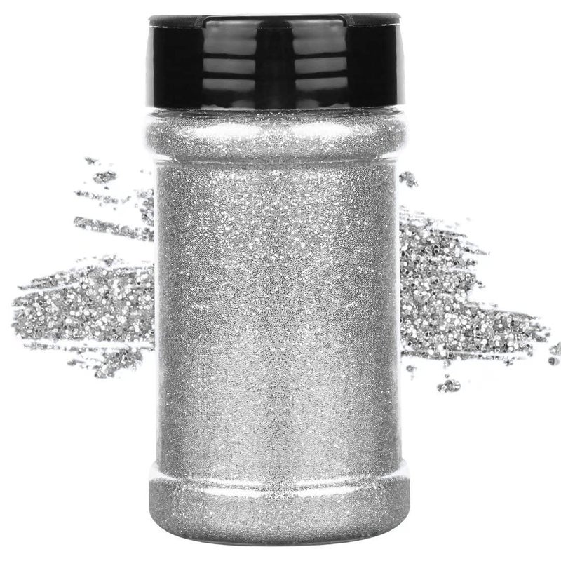 TORC Silver Fine Glitter 4 oz Glitter Powder for Tumblers Resin Crafts Slime Cosmetic Nail Painting Festival Decoration