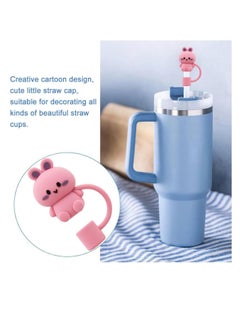 BIGTHREE Straw Cover Cap for Stanley Cup, 5 Pcs Silicone Straw Topper Compatible with 30&40 Oz Tumbler with Handle, 10mm 0.4in Dust-Proof Reusable Straw Tips Lids (Animal Shape)  - Image 3