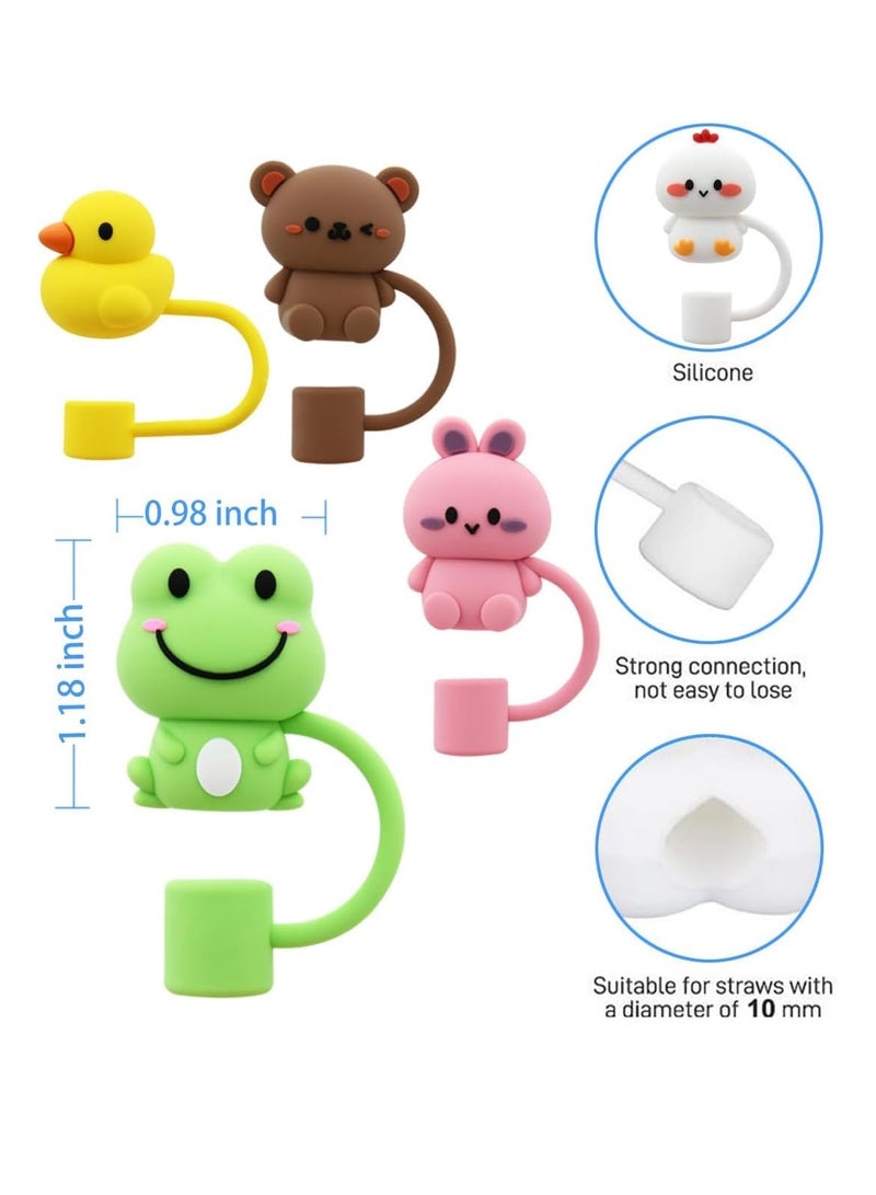 BIGTHREE Straw Cover Cap for Stanley Cup, 5 Pcs Silicone Straw Topper Compatible with 30&40 Oz Tumbler with Handle, 10mm 0.4in Dust-Proof Reusable Straw Tips Lids (Animal Shape) - Image 4