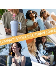 BIGTHREE Straw Cover Cap for Stanley Cup, 5 Pcs Silicone Straw Topper Compatible with 30&40 Oz Tumbler with Handle, 10mm 0.4in Dust-Proof Reusable Straw Tips Lids (Animal Shape)  - Image 5