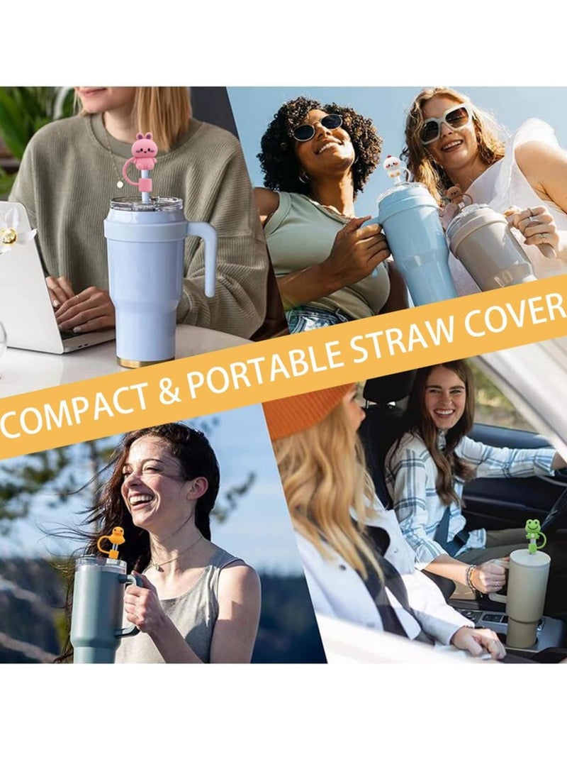 BIGTHREE Straw Cover Cap for Stanley Cup, 5 Pcs Silicone Straw Topper Compatible with 30&40 Oz Tumbler with Handle, 10mm 0.4in Dust-Proof Reusable Straw Tips Lids (Animal Shape) - Image 5