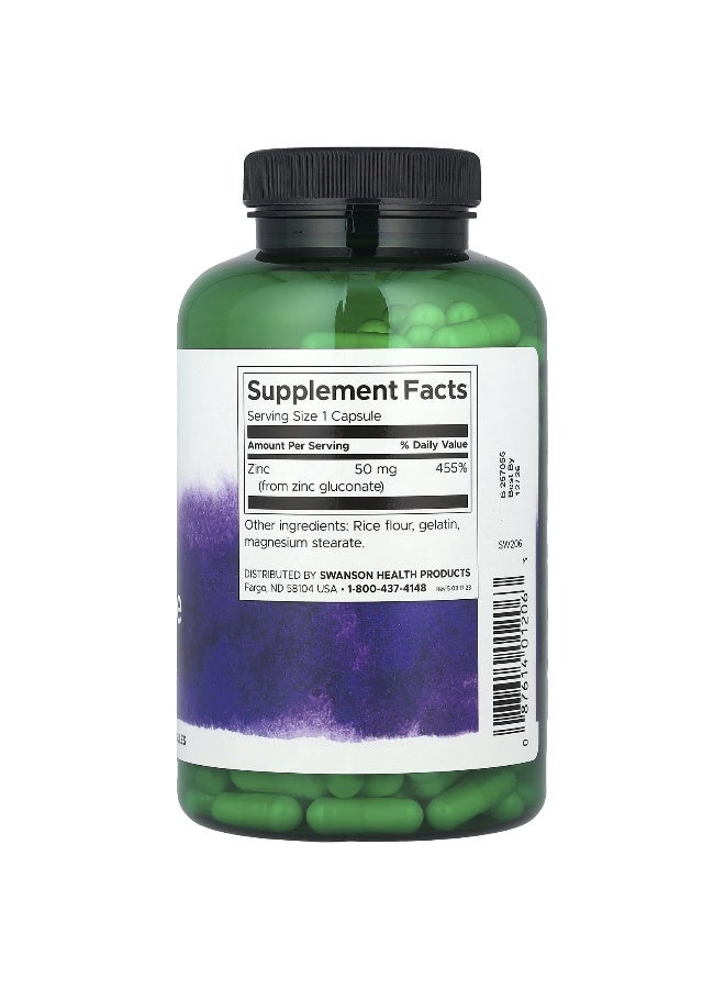 SWANSON سوانسون، زنك غلوكونات، 50 ملغ، 250 كبسولة - Image 2