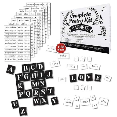Simply magic 1138 PCS Complete Poetry Magnets Kit, Word Magnet for Fridge, Magnetic Words, Word Fridge Magnets, Sentence Building, Sentence Magnet to Write Poems, Stories, Conversations - Simply Magic - Image 1