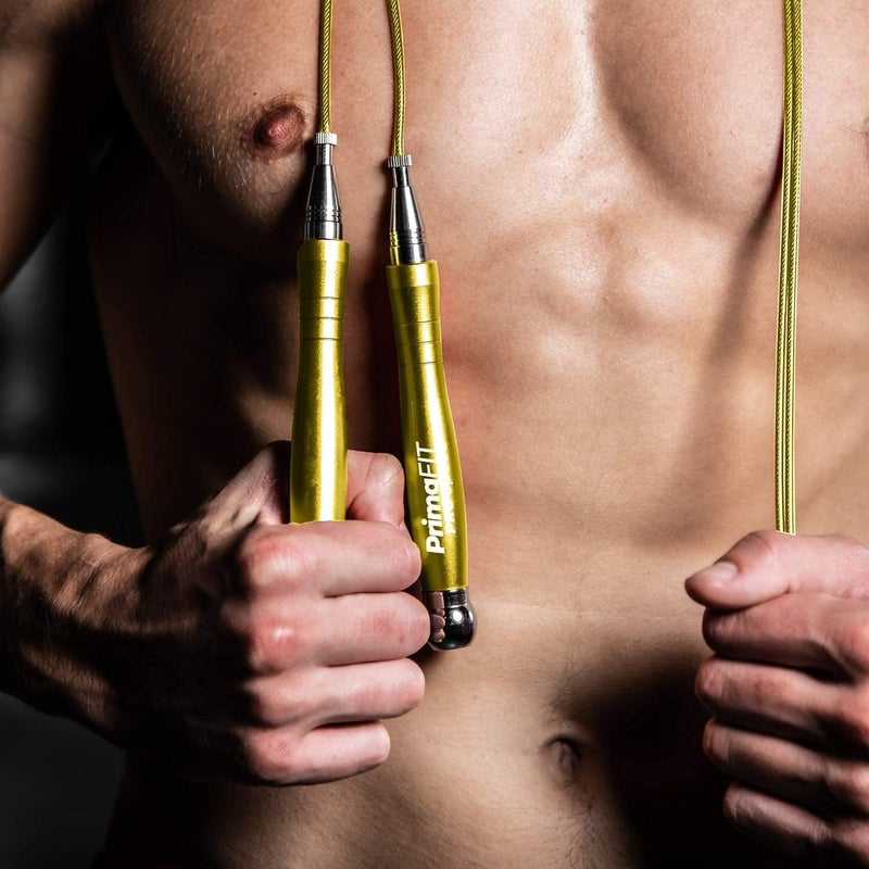 PrimaFit Jump Rope Pro Speed Skipping Rope Adjustable Adult Jumping Rope Weighted Aluminium Handles for Double Dutch Boxing Workout Crossfit Exercise Fitness Spare Cable Weights Protectors Carry Bag - Image 3