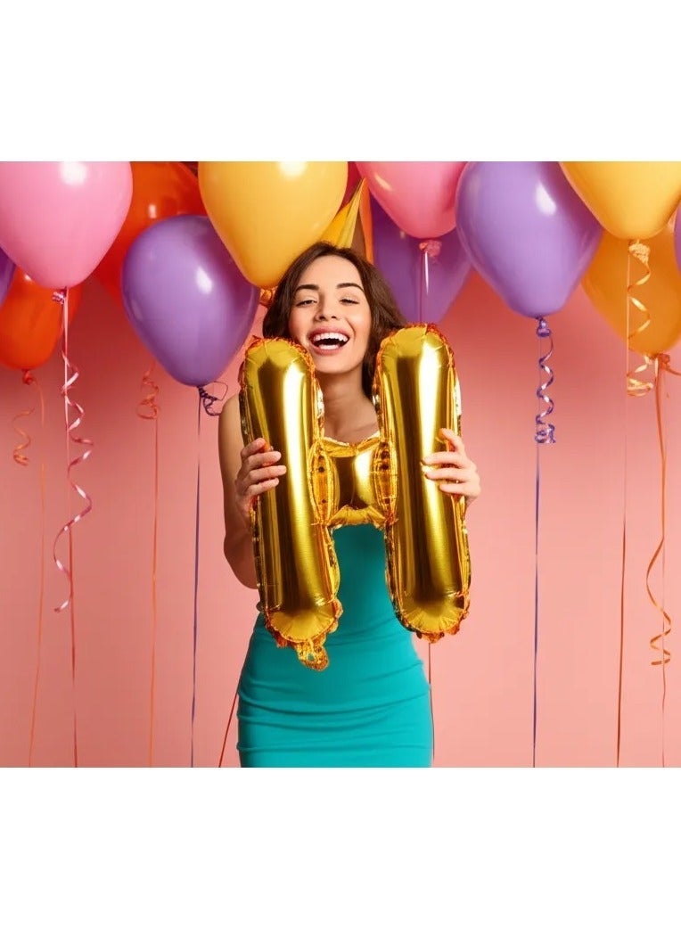 balloon letter H Shiny gold , perfect for decorating birthday parties and special occasions in an elegant and eye-catching way. - Image 3