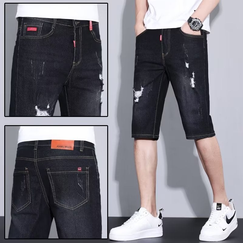 Summer Boys Rough Denim Shorts Teenager Loose Casual Straight All-Match Five-Point Pants - Image 4