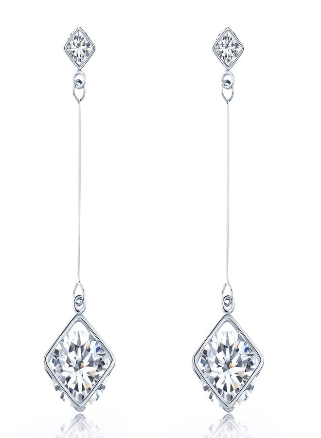 SBLING 18K Gold Plated or Platinum Plated Cubic Zirconia Drop Earrings (3.9 cttw) - Image 1