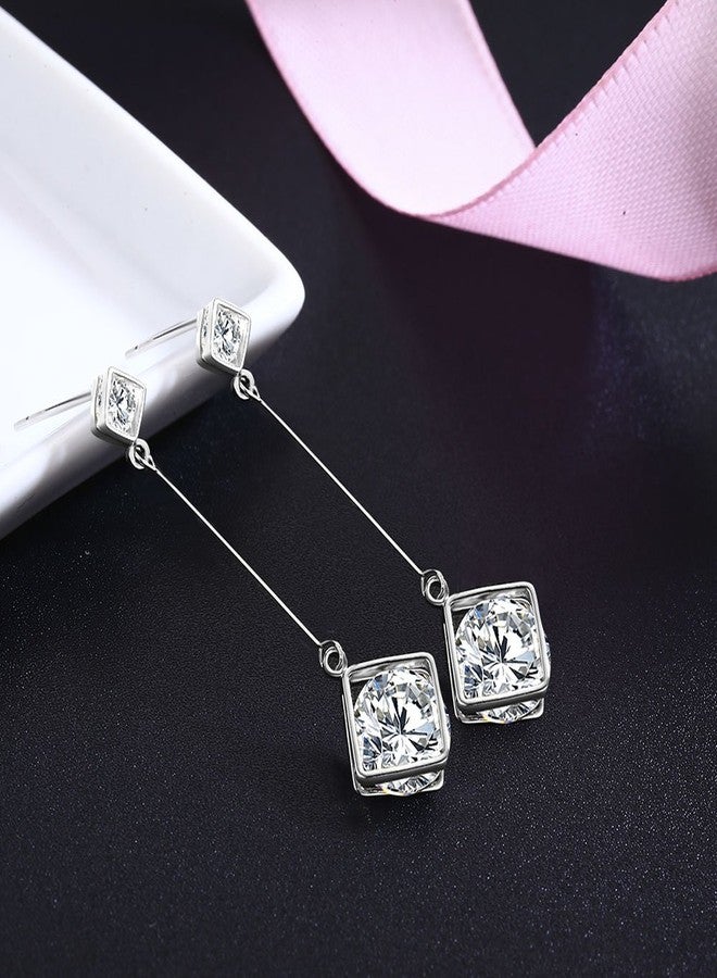 SBLING 18K Gold Plated or Platinum Plated Cubic Zirconia Drop Earrings (3.9 cttw) - Image 3