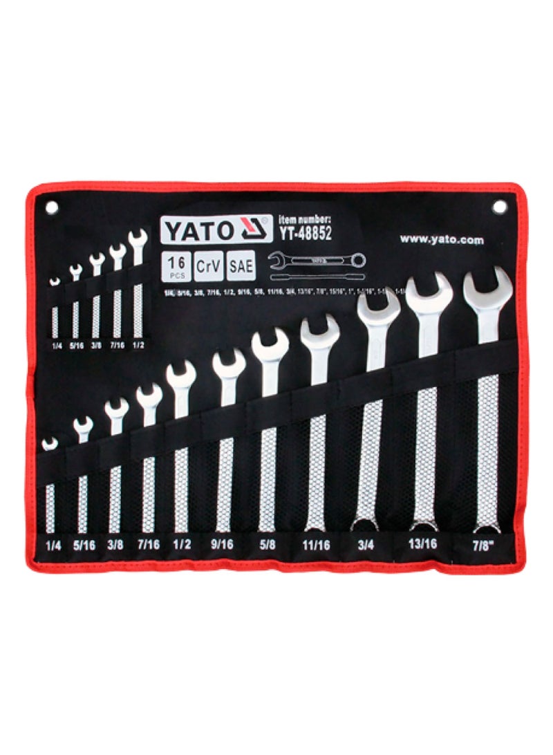 YATO Combination Spanner 16pcs/set S.A.E. 1/4"-11/4" YT-48852