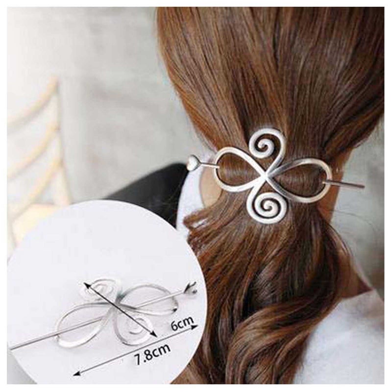 Yheakne Yheakne Vintage Celtic Knot Hair Slide Pin Silver Celtic Infinity Hair Barrette Long Hair Pin Bun Holder Clips Decorative Hair Accessories for Women and Girls 