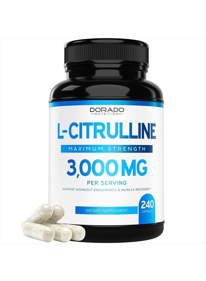 DORADO NUTRITION L-Citrulline Maximum Strength, 3000mg - 240 Capsules - Image 1