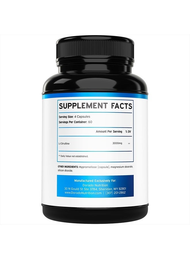 DORADO NUTRITION L-Citrulline Maximum Strength, 3000mg - 240 Capsules - Image 2