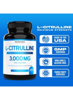DORADO NUTRITION L-Citrulline Maximum Strength, 3000mg - 240 Capsules  - Image 4