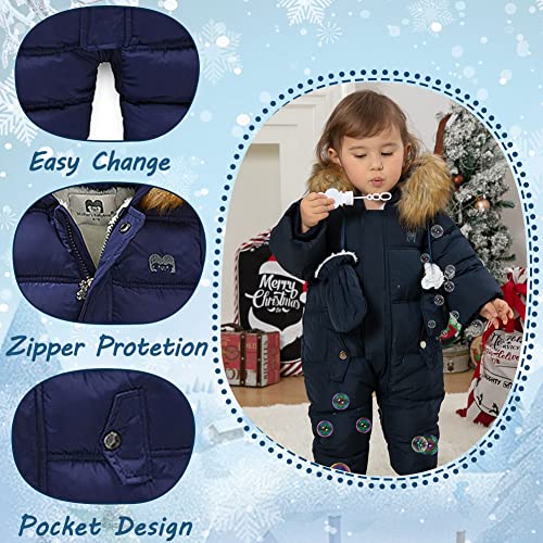 XIFAMNIY Baby Girls and Boys Snowsuit Winter suits Jumpsuit Outwear Hooded Footie Snow suits - Image 3