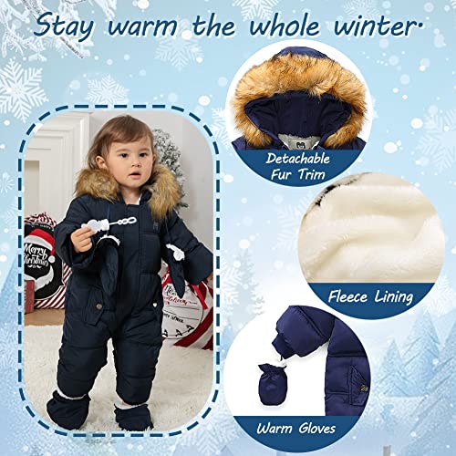 XIFAMNIY Baby Girls and Boys Snowsuit Winter suits Jumpsuit Outwear Hooded Footie Snow suits - Image 4