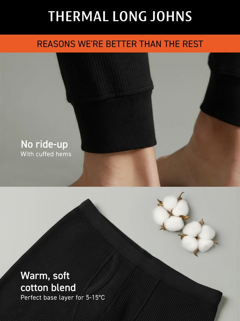 DAMENSCH HeatCode Warmer for Men; Cotton Blend Winter Inner; Fleece Lined Ribbed Thermal Wear for Men Bottom; Super Soft Body Warmer Long Johns-Classic Grey-L - Image 4