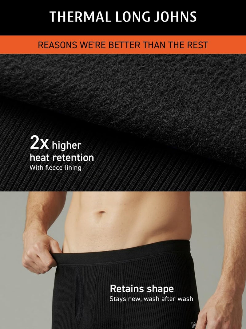 DAMENSCH HeatCode Warmer for Men; Cotton Blend Winter Inner; Fleece Lined Ribbed Thermal Wear for Men Bottom; Super Soft Body Warmer Long Johns-Classic Grey-L - Image 2