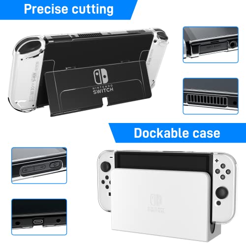 RHOTALL 3 in 1 Transparent Case for Nintendo Switch OLED, Clear Dockable Shell Compatible with Switch OLED and Controller, Comfort Grip Case with Shock-Absorption and Anti-Scratch Design - Image 3