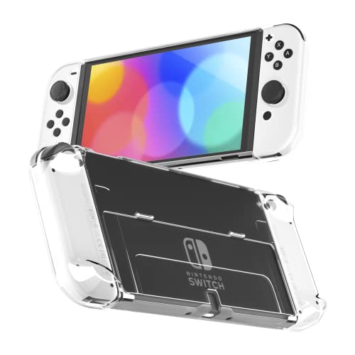 RHOTALL 3 in 1 Transparent Case for Nintendo Switch OLED, Clear Dockable Shell Compatible with Switch OLED and Controller, Comfort Grip Case with Shock-Absorption and Anti-Scratch Design - Image 1
