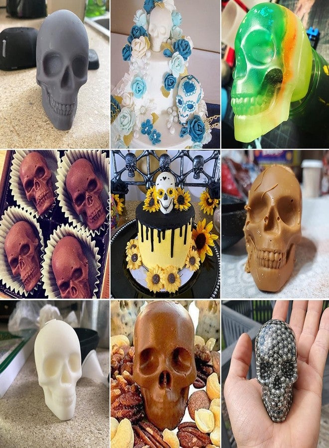 BINZO Skull Ice Cube Mold, 4 Holes Silicone Flexible Ice Mould with Funnel, Skeleton Ice Cubes for Drinks, Chocolate, Pudding, Frozen Fruits, Beverages (1 pc Pack) - Image 3